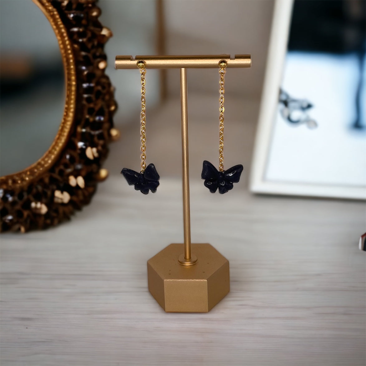 Black and Gold Butterfly Dangles